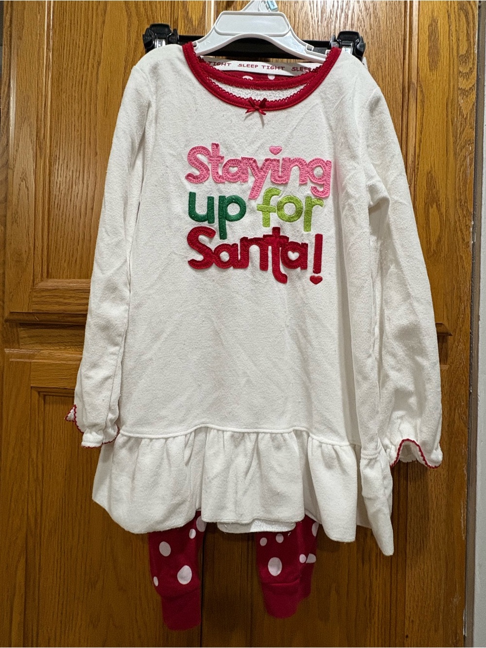 Girls' White 'Staying Up for Santa' Holiday Pajama Set